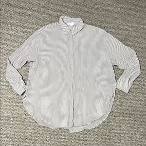 H&M Women’s Classic Beige and White Striped Shirt